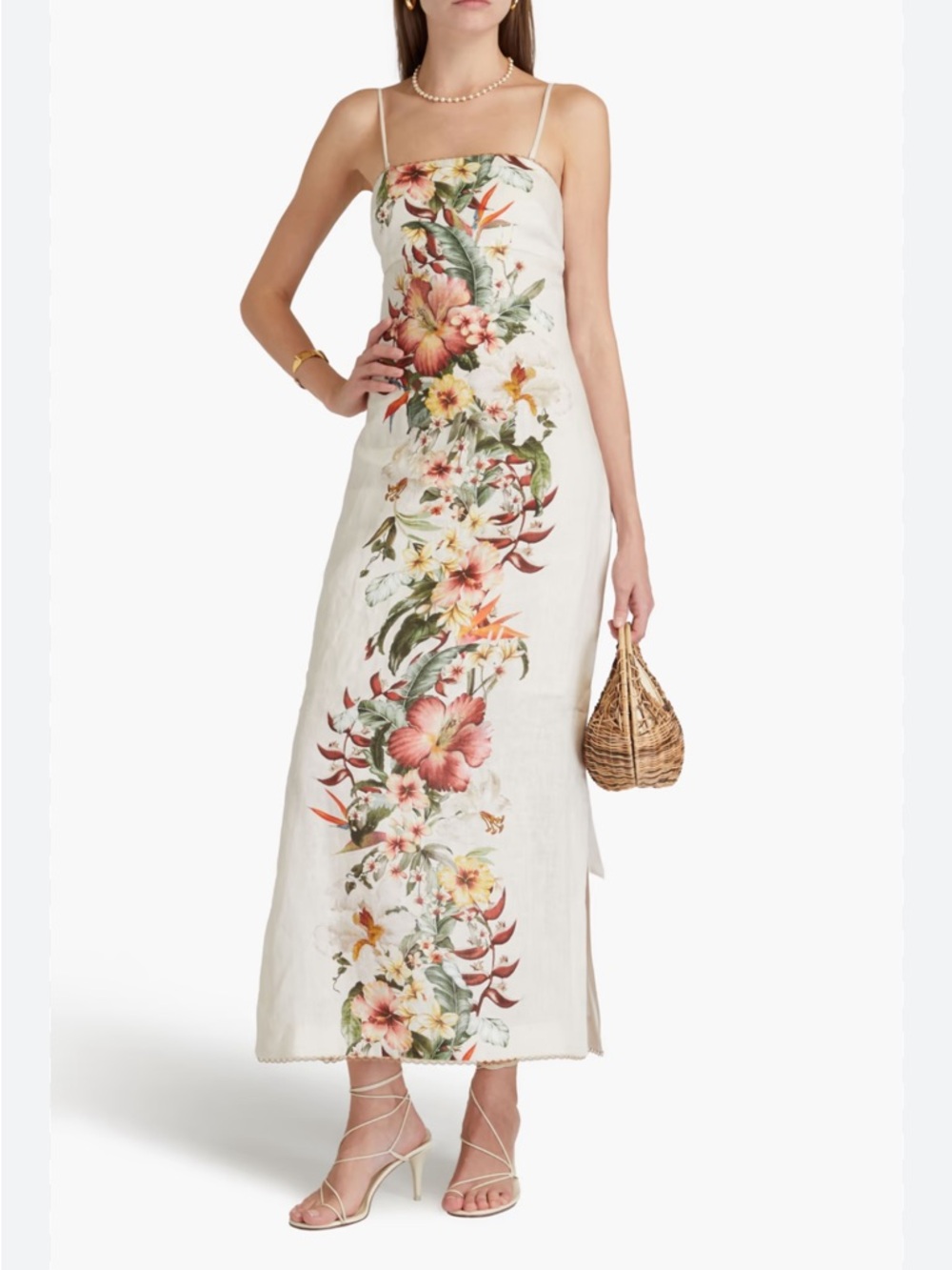 ZIMMERMANN
Cutout floral-print linen midi dress
(Zimmerman size 0)
